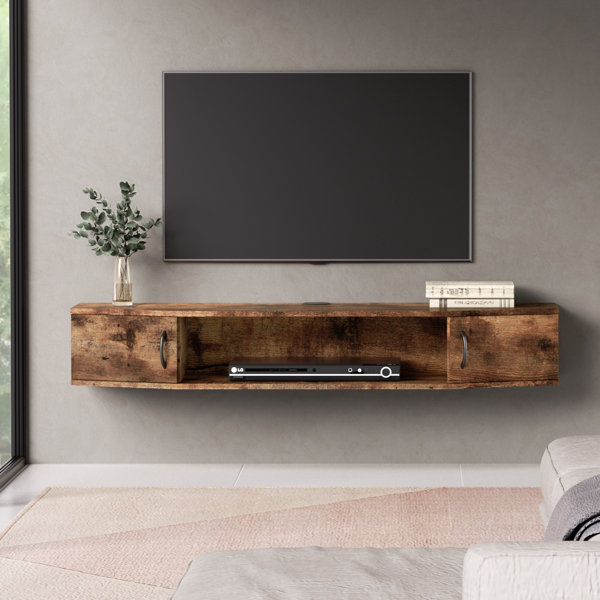 Floating wood shelf 2024 under tv